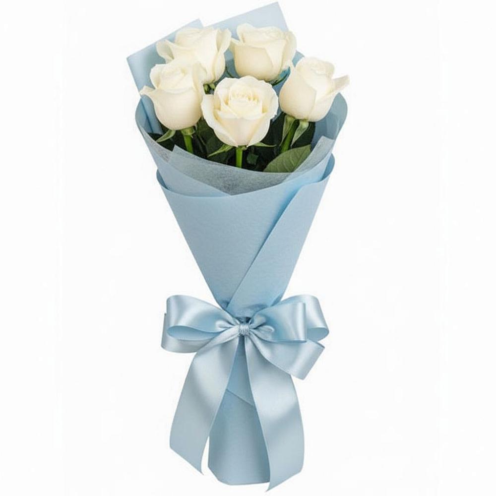 Букет 5 Белых роз Проуд в Сусумане