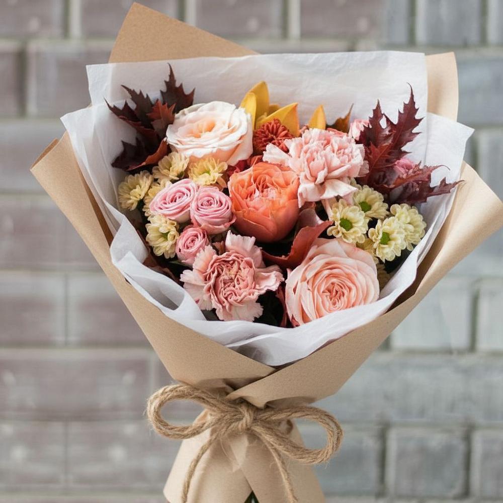 Букет цветов из: Гвоздики, Хризантемы и Розы в Сусумане