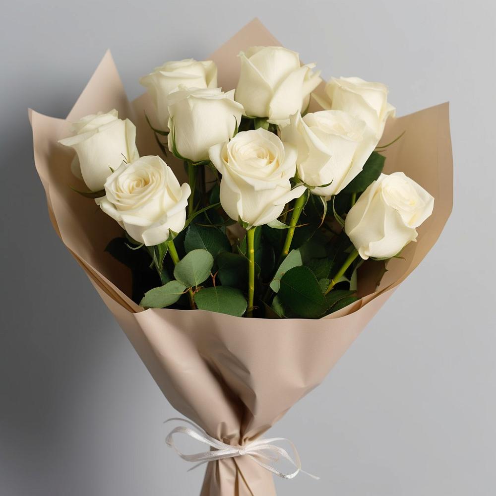 Букет 9 Белых роз Эдлесс Лав в Сусумане