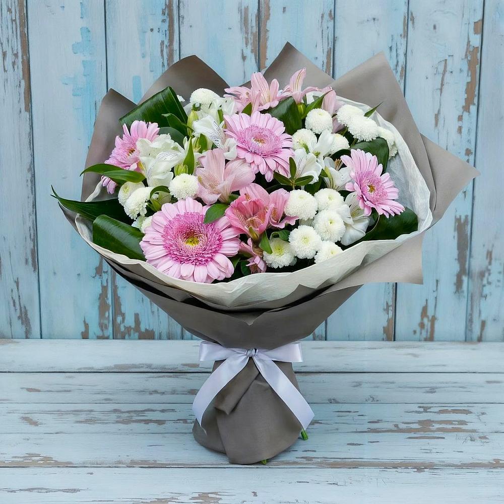 Букет цветов из: Герберы, Альстромерии и Хризантемы в Сусумане