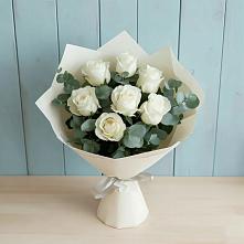 Букет Белые розы в Эвкалипте #REPLACE_PRED# Сусумане