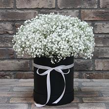 Цветочная композиция из Гипсофила в шляпной коробке в Сусумане